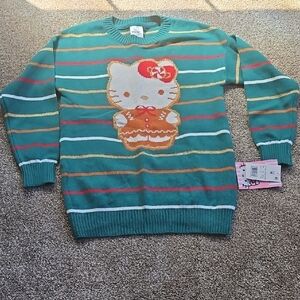 Hello Kitty Teal and Gold Striped Sweater